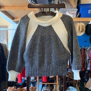 Vintage Gray and Cream Women's Sweater